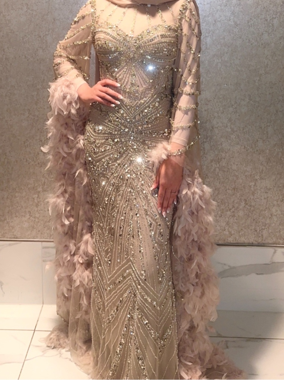 Embellished Sheath Evening Dress in Blush size small worn once